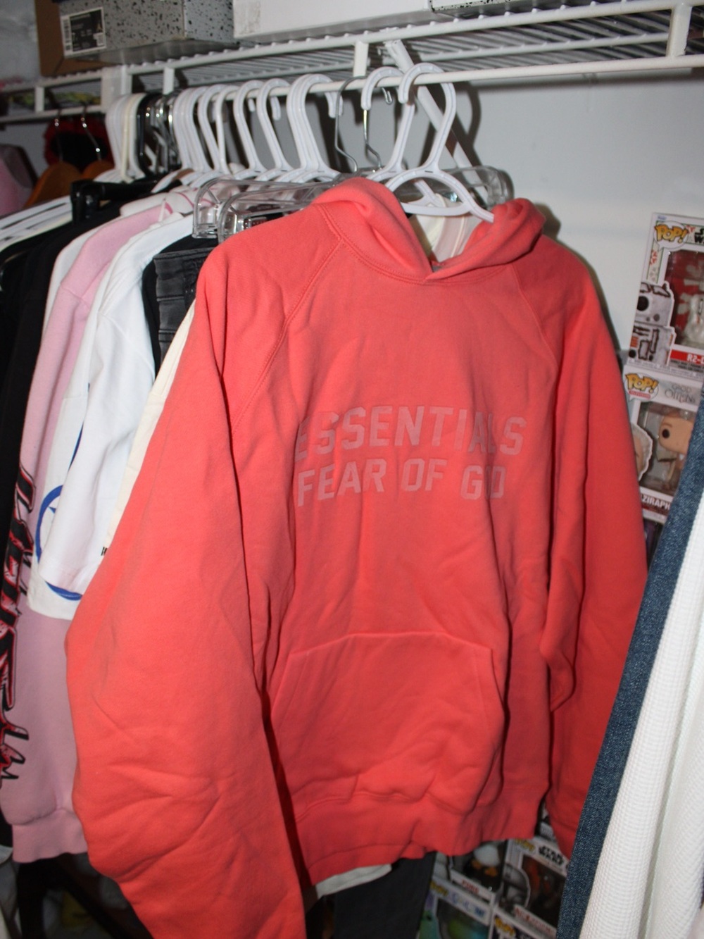 Essentials Fear of God Coral-Red Pullover Hoodie